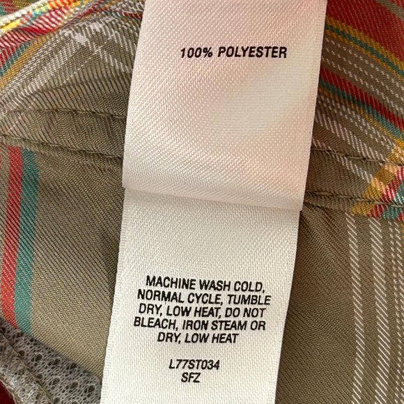 Cabelas Womens Plaid Cargo Shorts Size 14 Brown Red Polyester Fish Golf Hiking - Picture 8 of 15